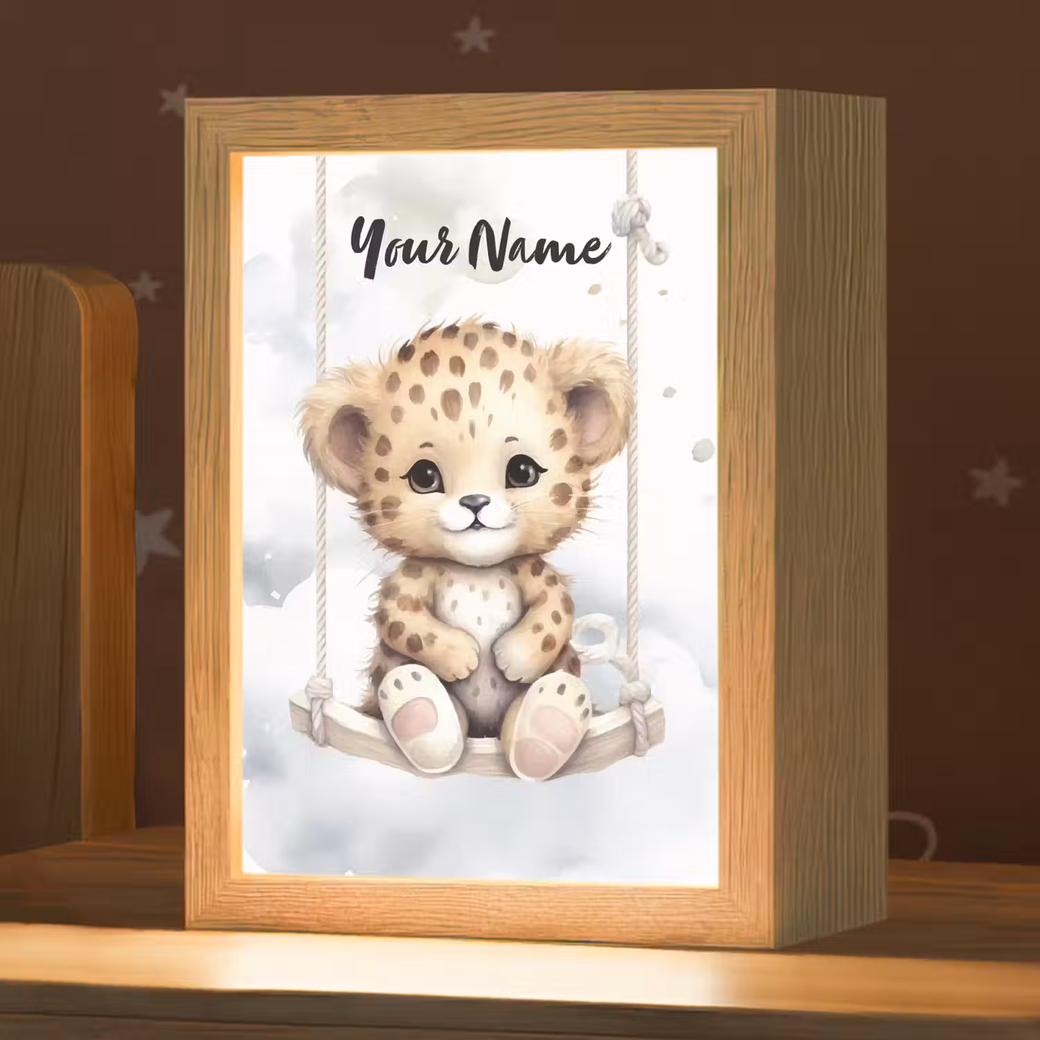 Luipaard - Dier - Kinderen Light Box met kabel (Kinderlampje) klein -zzz_3d_website
