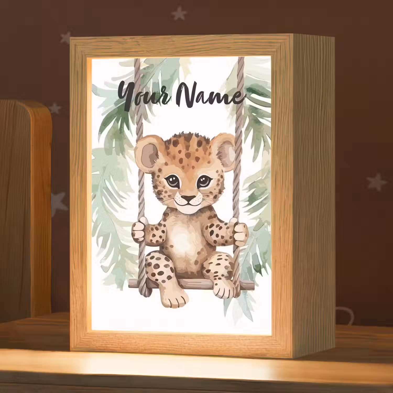 Luipaard - Dier - Kinderen - Jungle Light Box met kabel (Kinderlampje) klein -zzz_3d_website