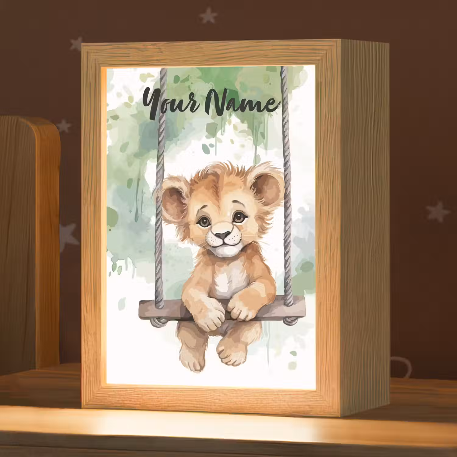 Leeuw - Dier - Kinderen - Jungle Light Box met kabel (Kinderlampje) klein -zzz_3d_website
