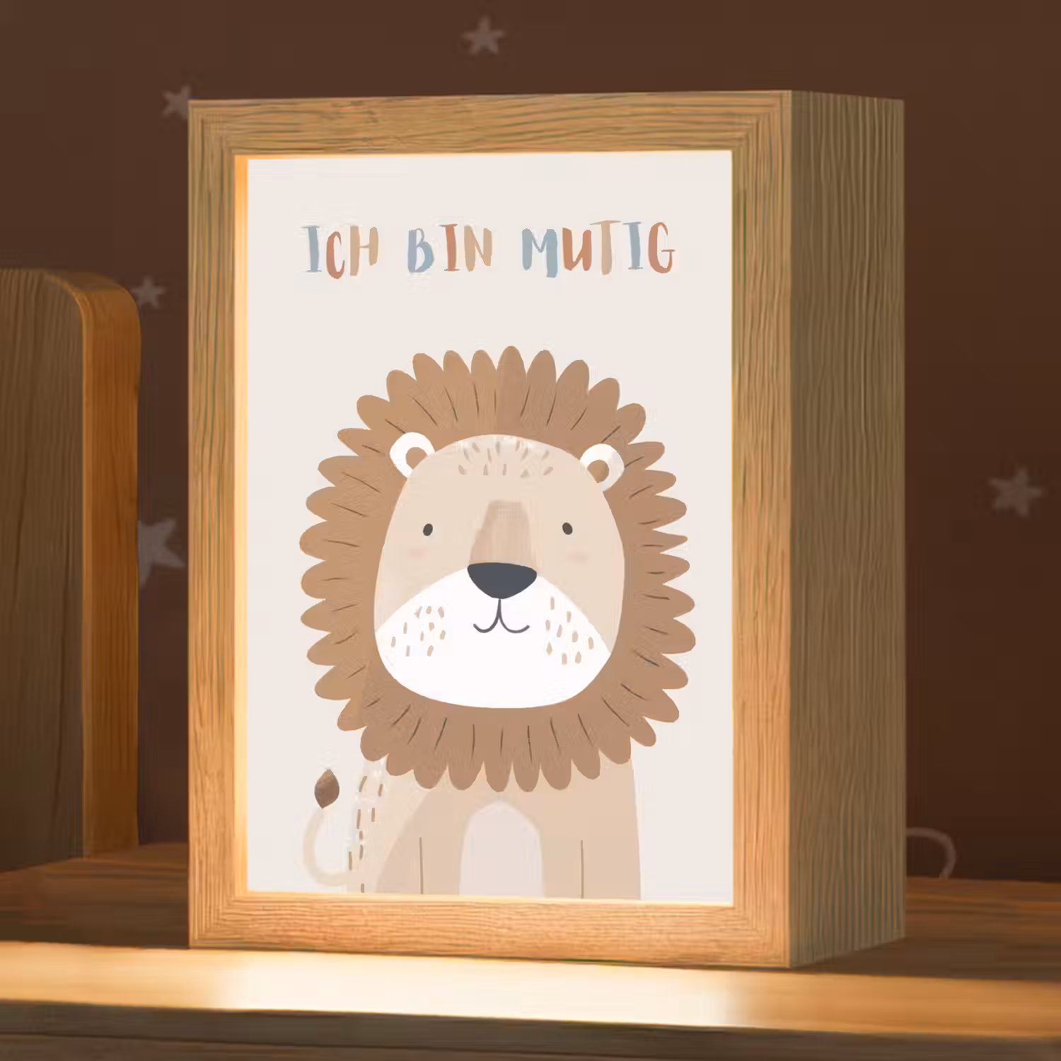 Leeuw - Beige - Dier - Moedig - Quote Light Box met kabel klein -zzz_3d_website