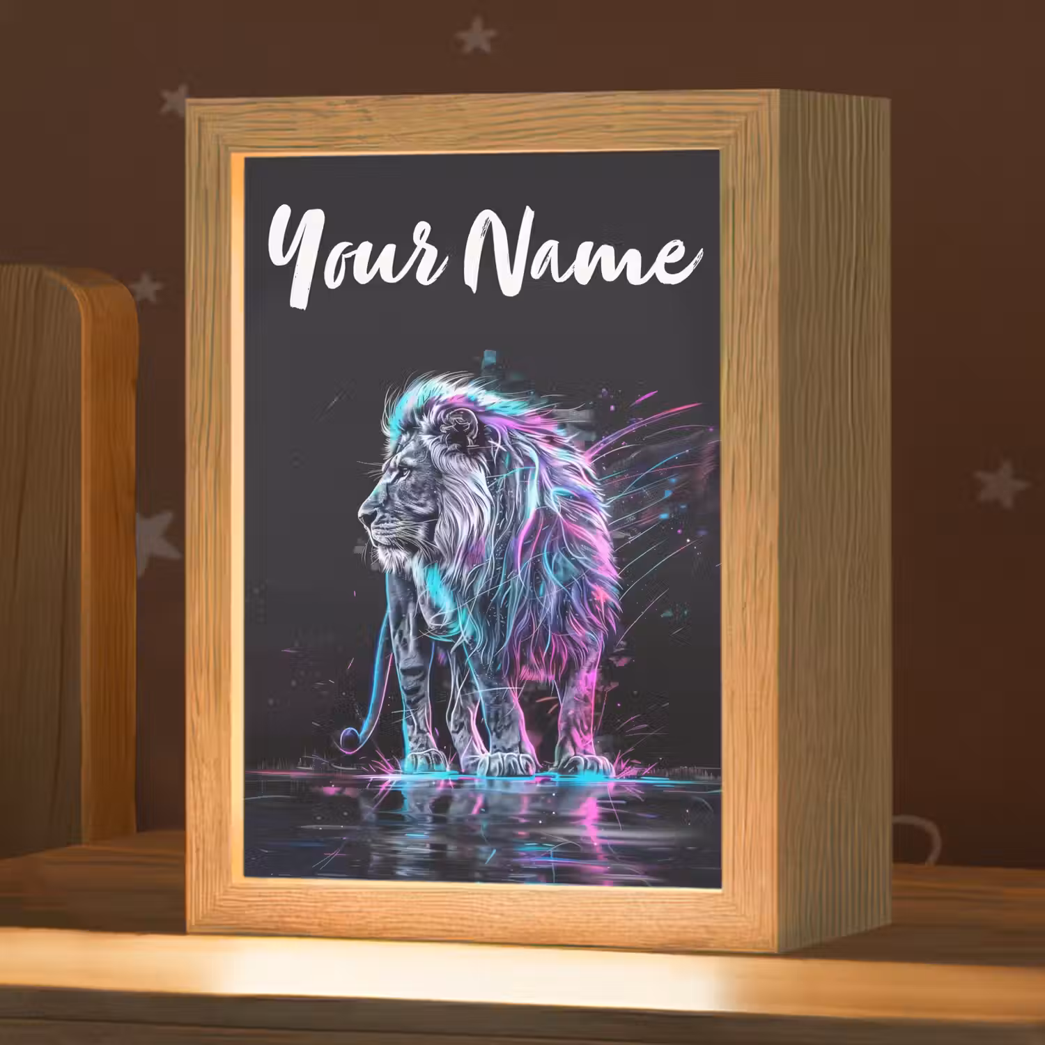 Leeuw - Kleuren - Zwart - Dieren Light Box met kabel (Kinderlampje) klein -zzz_3d_website