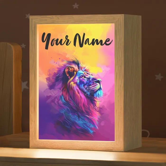 Leeuw - Verf- Kleuren - Dier Light Box met kabel (Kinderlampje) klein -zzz_3d_website