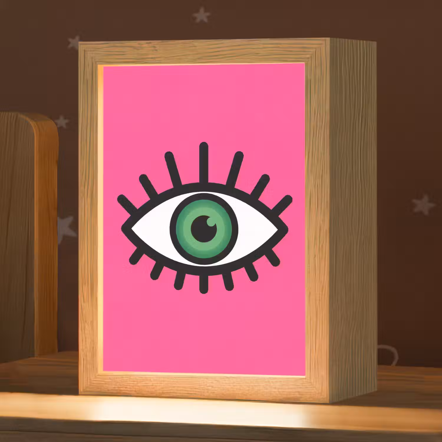 Minimalistisch - Oog - Roze Light Box met kabel (Kinderlampje) klein -zzz_3d_website