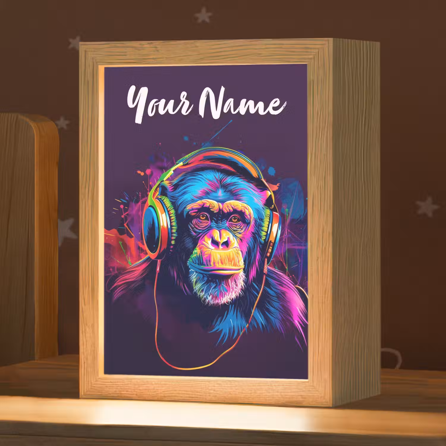 Aap - Koptelefoon - Muziek - Kleurrijk Light Box met kabel (Kinderlampje) klein -zzz_3d_website