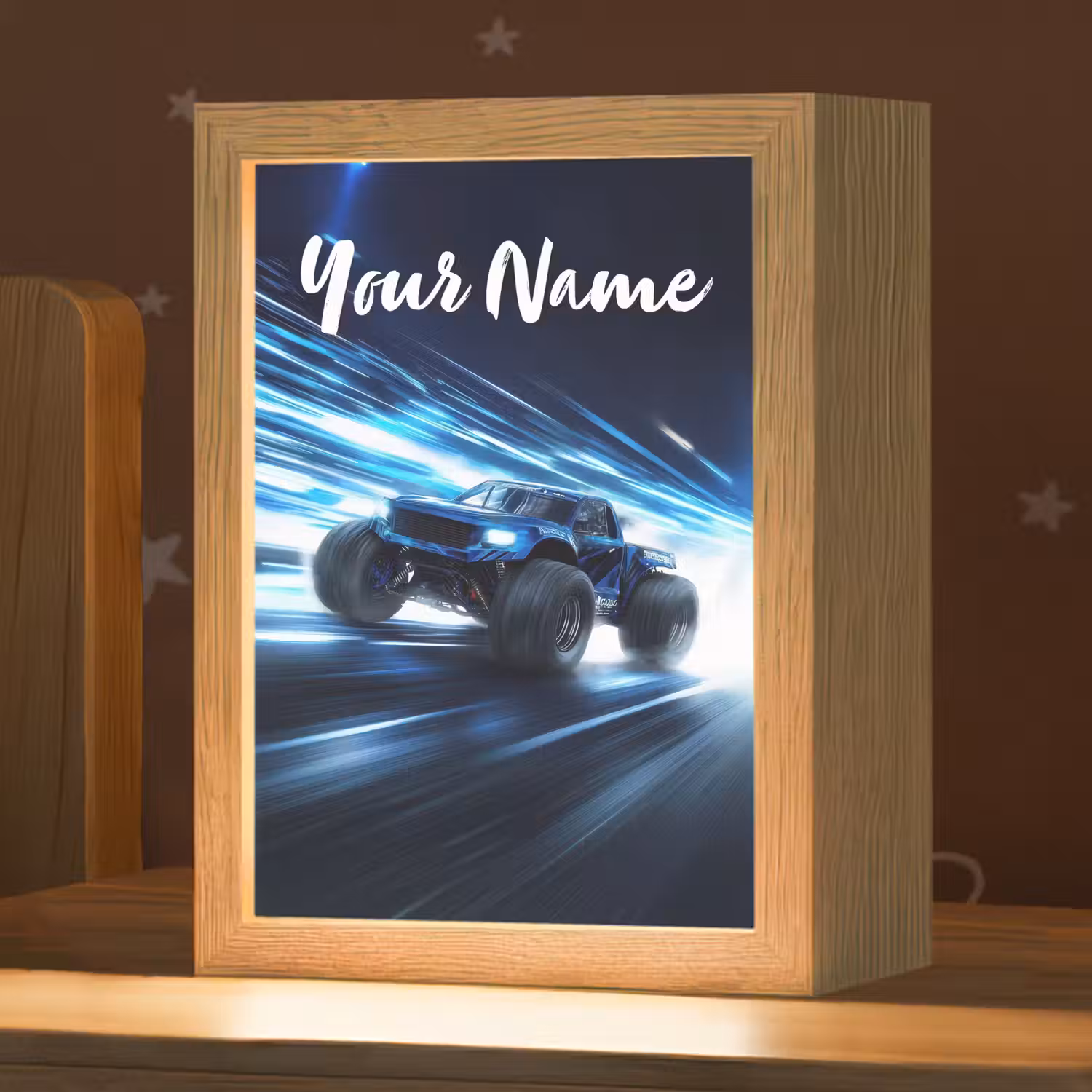 Monstertruck - Blauw - Neon - Lichten Light Box met kabel (Kinderlampje) klein -zzz_3d_website