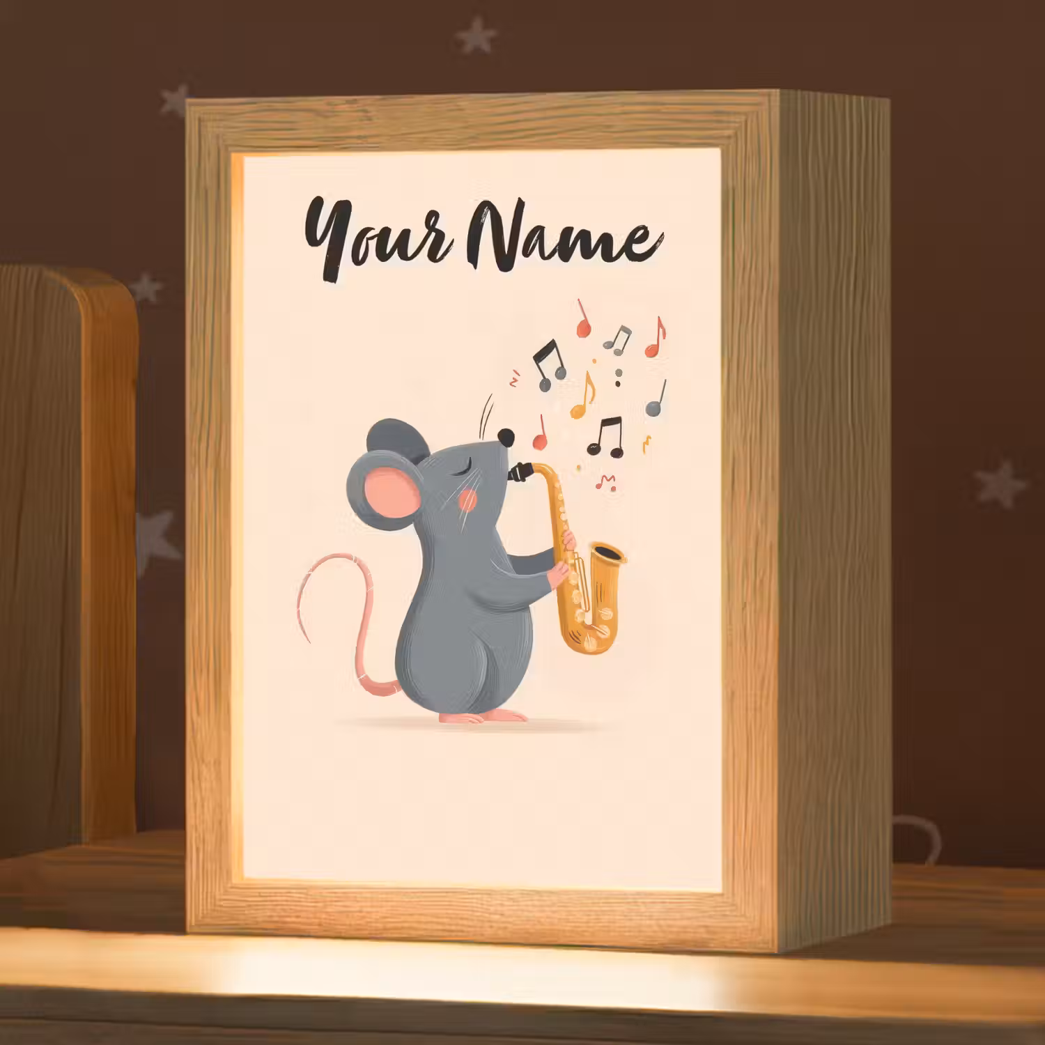 Muis - Saxofoon - Muzieknoten Light Box met kabel (Kinderlampje) klein -zzz_3d_website