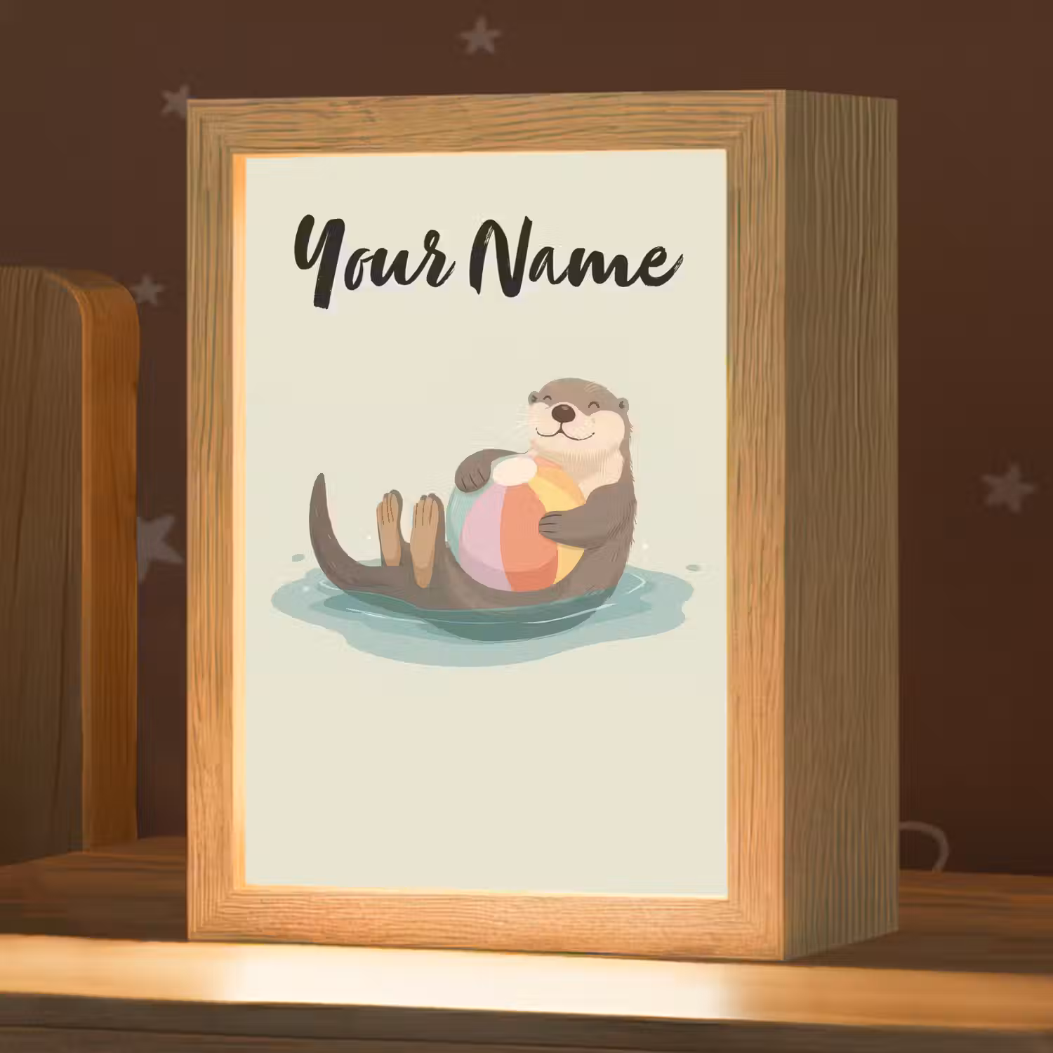 Otter - Strandbal - Kleurrijk Light Box met kabel (Kinderlampje) klein -zzz_3d_website