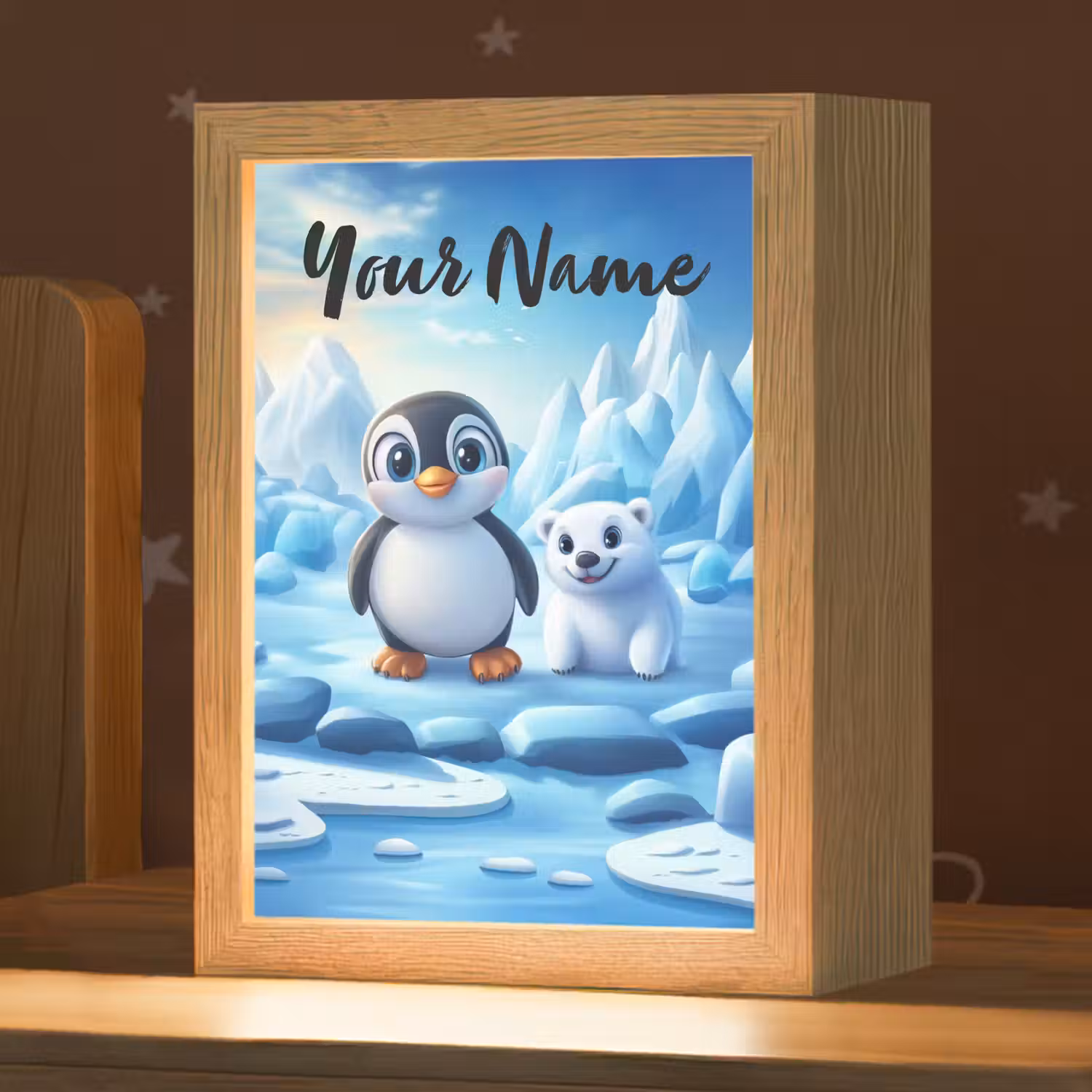Pinguïn - IJsbeer - IJs - Sneeuw Light Box met kabel (Kinderlampje) klein -zzz_3d_website