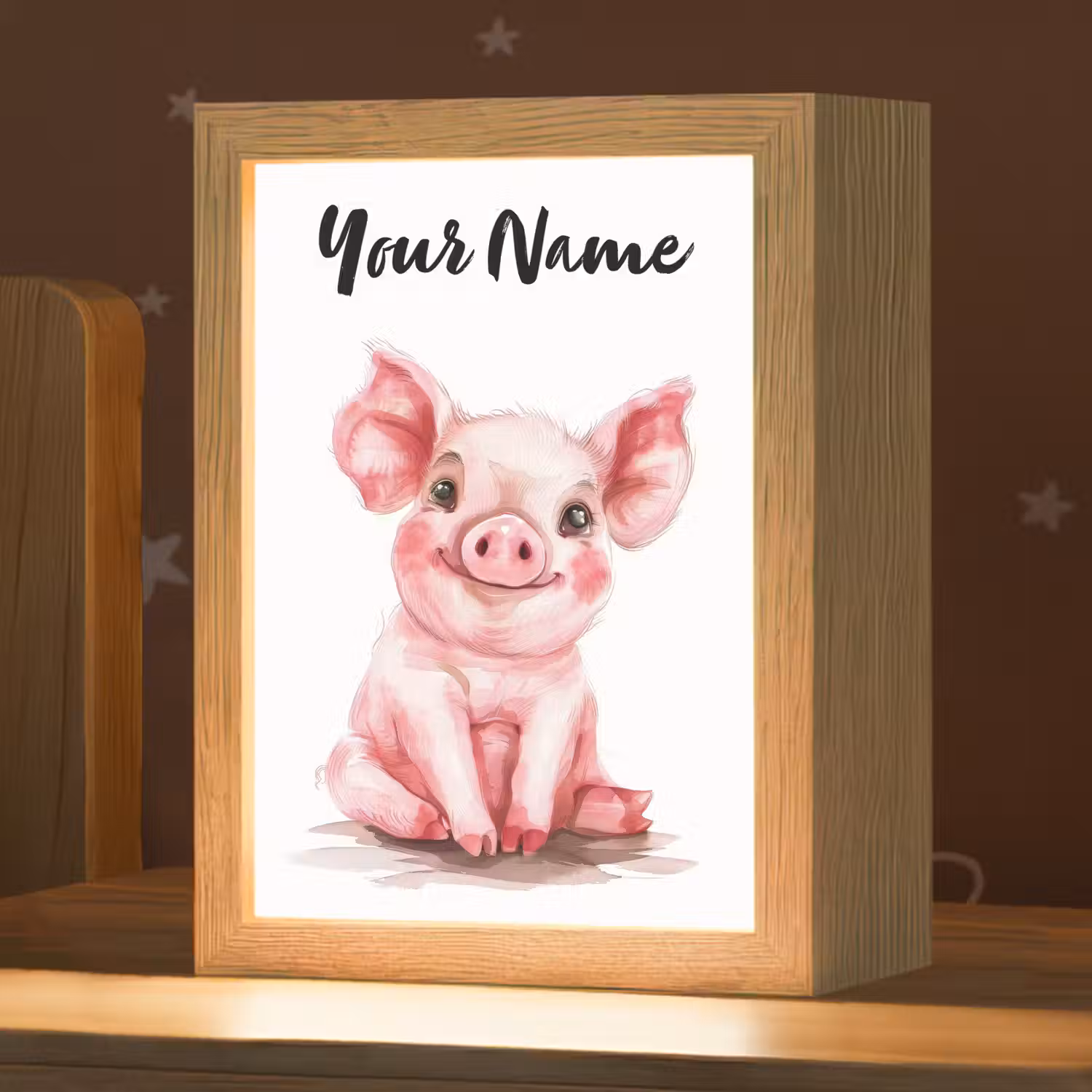 Varken - Roze - Baby dier - Boerderij dieren Light Box met kabel (Kinderlampje) klein -zzz_3d_website