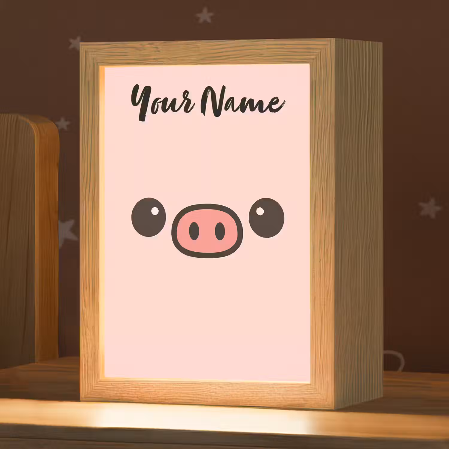 Varken - Roze - Minimalistisch Light Box met kabel (Kinderlampje) klein -zzz_3d_website