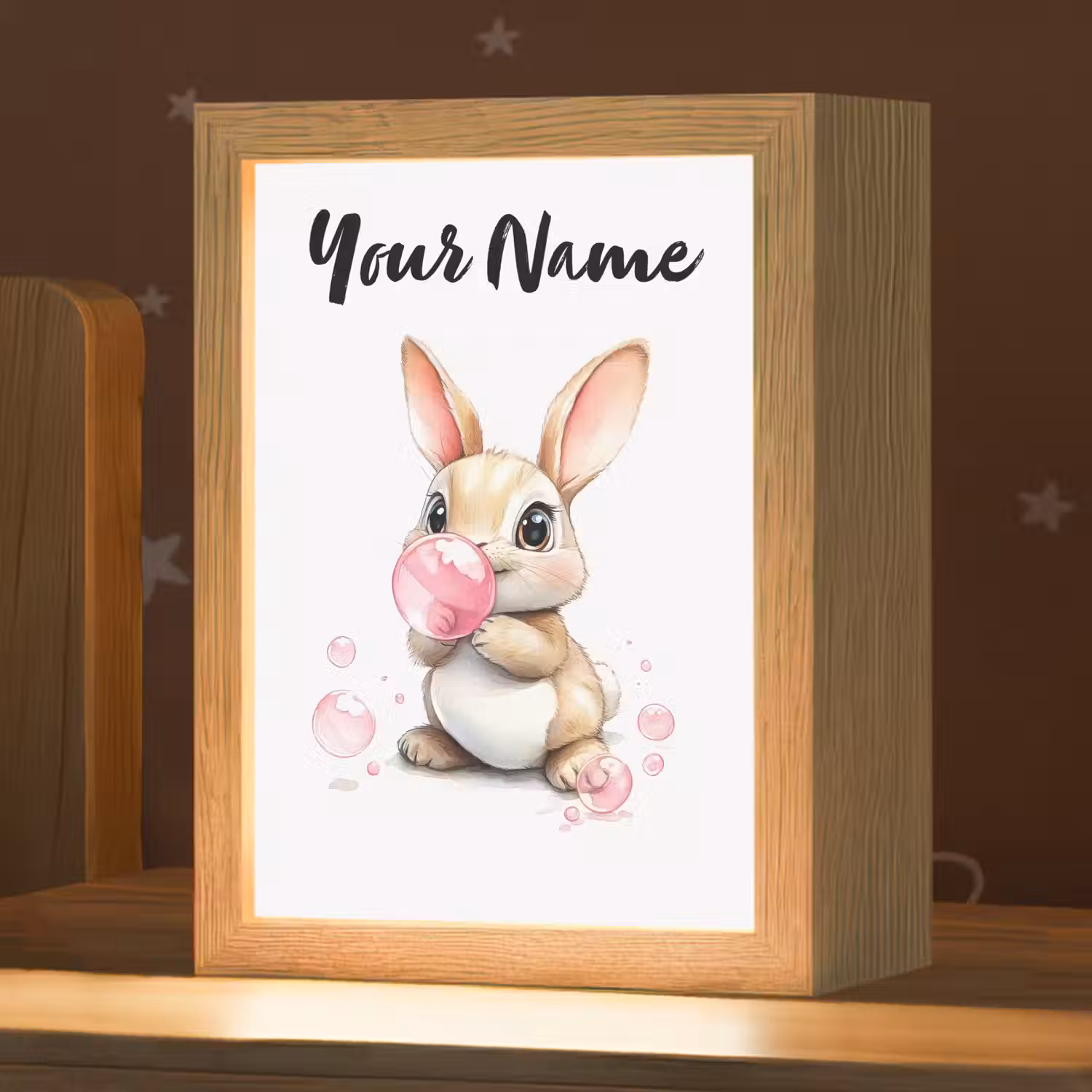 Konijn - Roze - Bellen Light Box met kabel (Kinderlampje) klein -zzz_3d_website