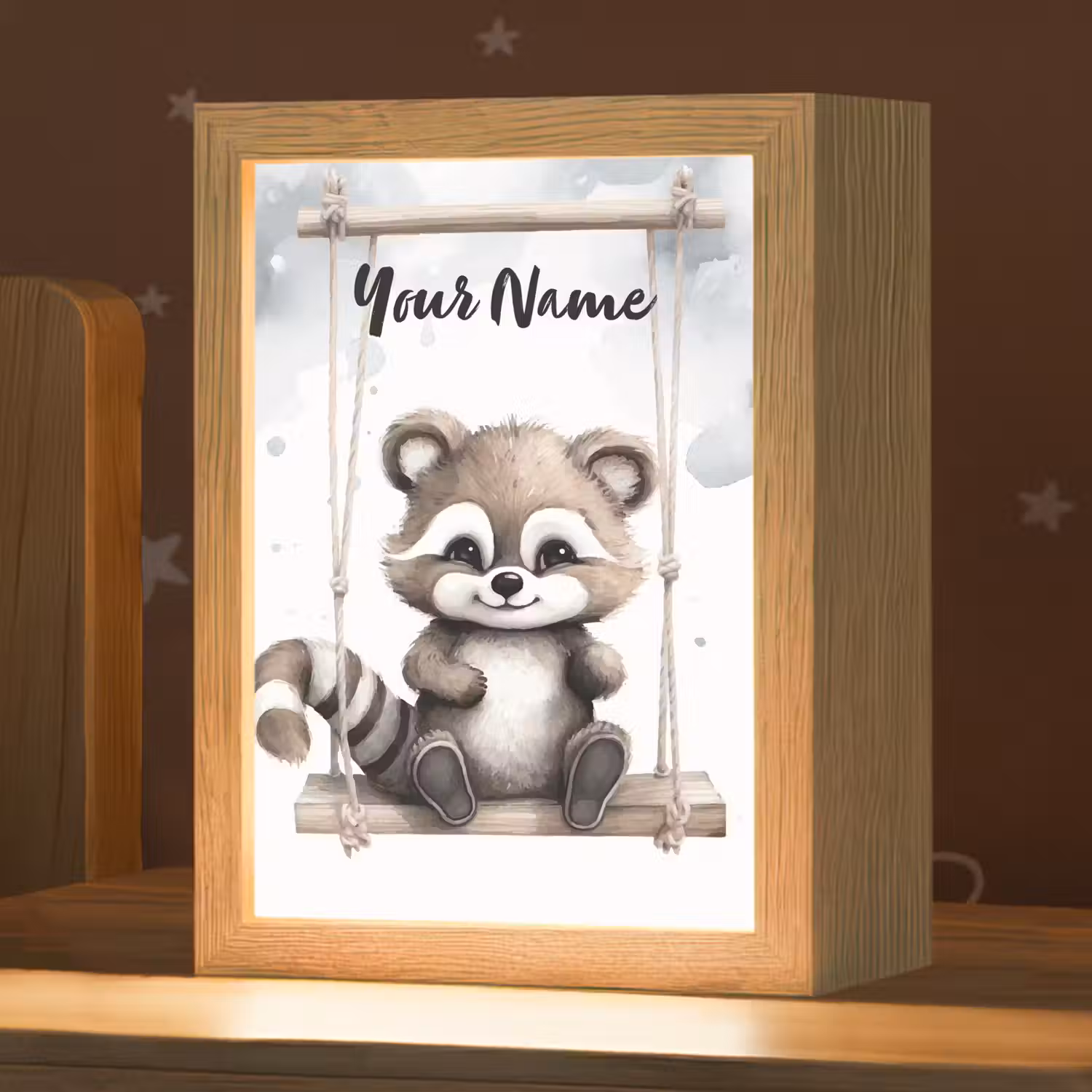 Wasbeer - Dier - Kinderen Light Box met kabel (Kinderlampje) klein -zzz_3d_website