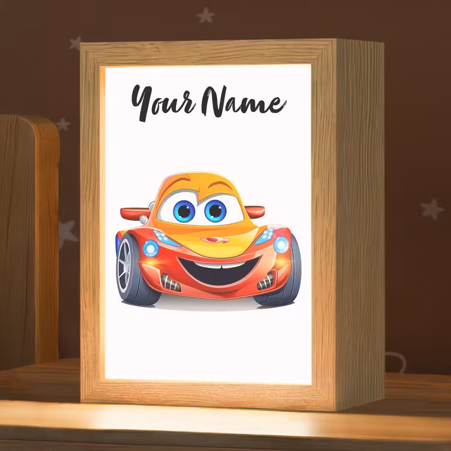 Raceauto - Oranje - Jongens - Kinderen - Auto Light Box met kabel (Kinderlampje) klein -zzz_3d_website