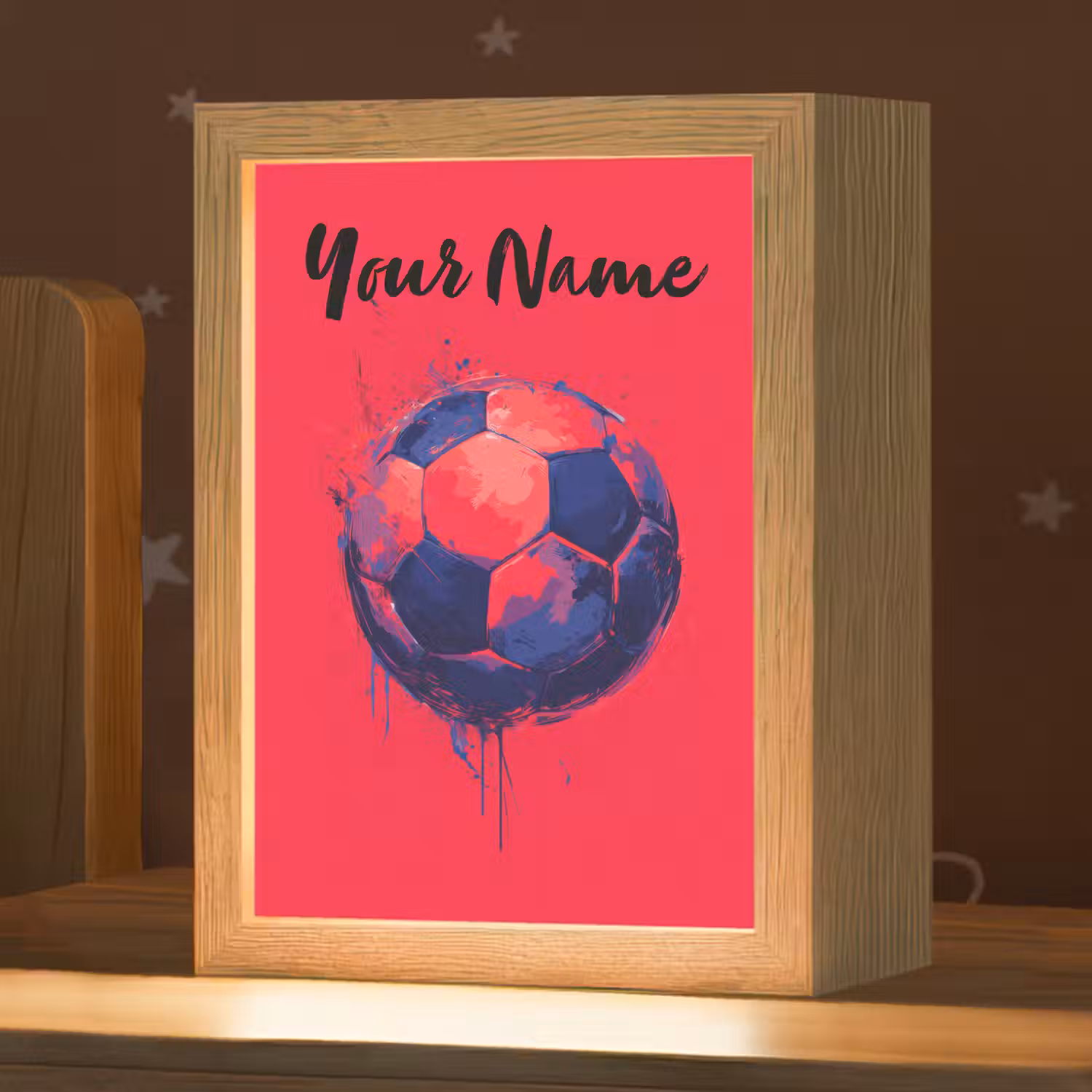 Rood - Voetbal - Abstract - Verfspatten Light Box met kabel (Kinderlampje) klein -zzz_3d_website