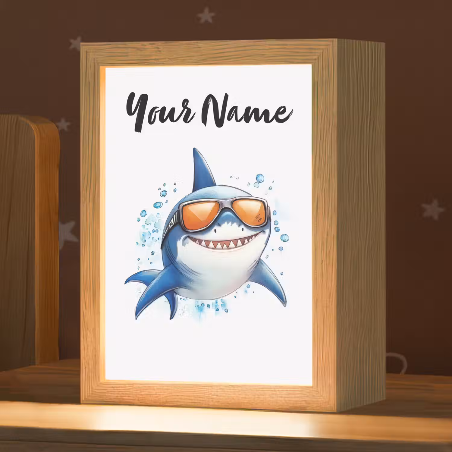 Haai - Zonnebril - Blauw - Water Light Box met kabel (Kinderlampje) klein -zzz_3d_website