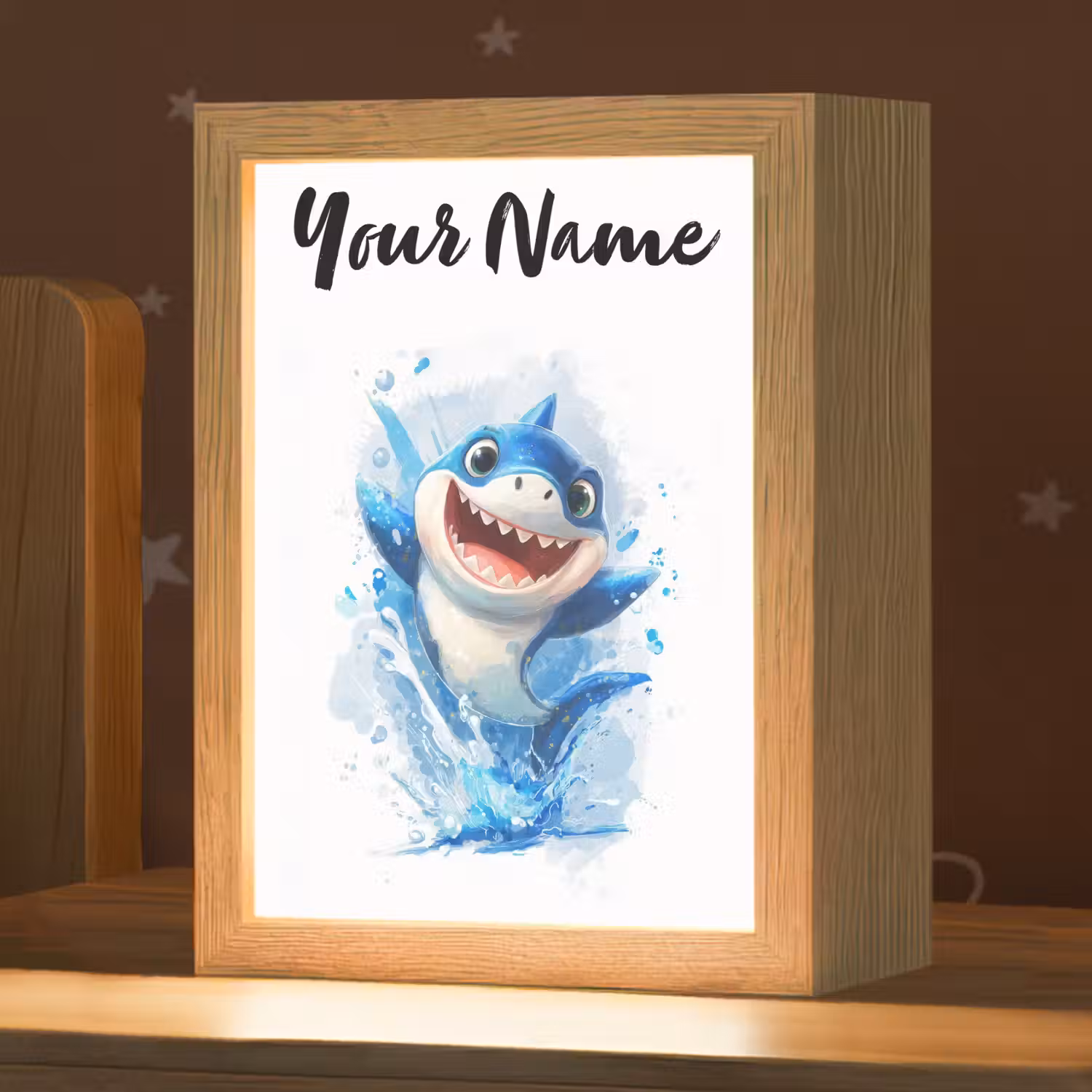 Haai - Water - Blauw Light Box met kabel (Kinderlampje) klein -zzz_3d_website