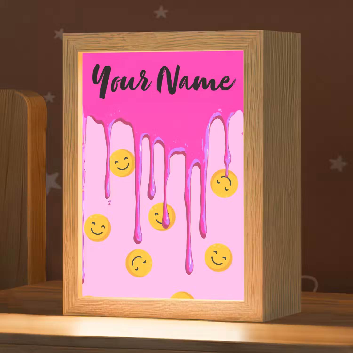 Smiley - Roze - Glazuur Light Box met kabel (Kinderlampje) klein -zzz_3d_website