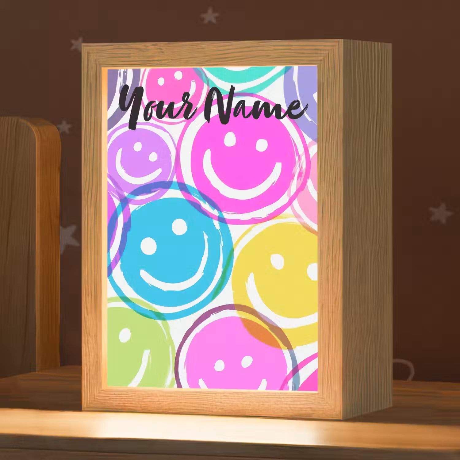 Smileys - Kleurrijk - Neon Light Box met kabel (Kinderlampje) klein -zzz_3d_website
