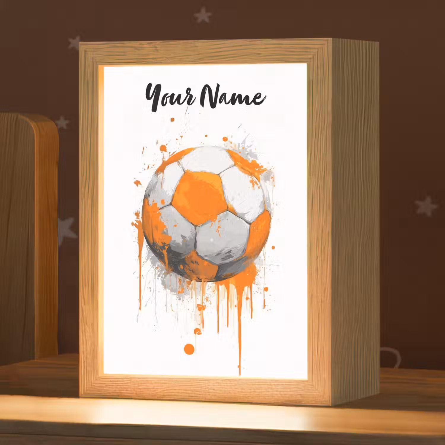 Voetbal - Abstract - Oranje - Verfspatten Light Box met kabel (Kinderlampje) klein -zzz_3d_website