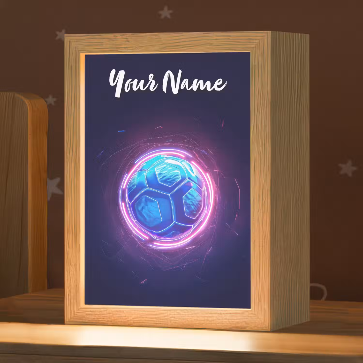 Voetbal - Sport - Blauw - Paars Light Box met kabel (Kinderlampje) klein -zzz_3d_website