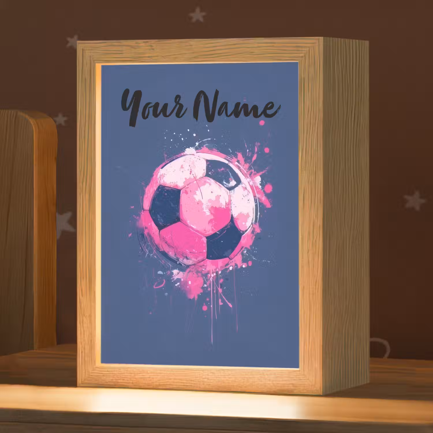 Voetbalvibes - Verf - Roze - Blauw Light Box met kabel (Kinderlampje) klein -zzz_3d_website