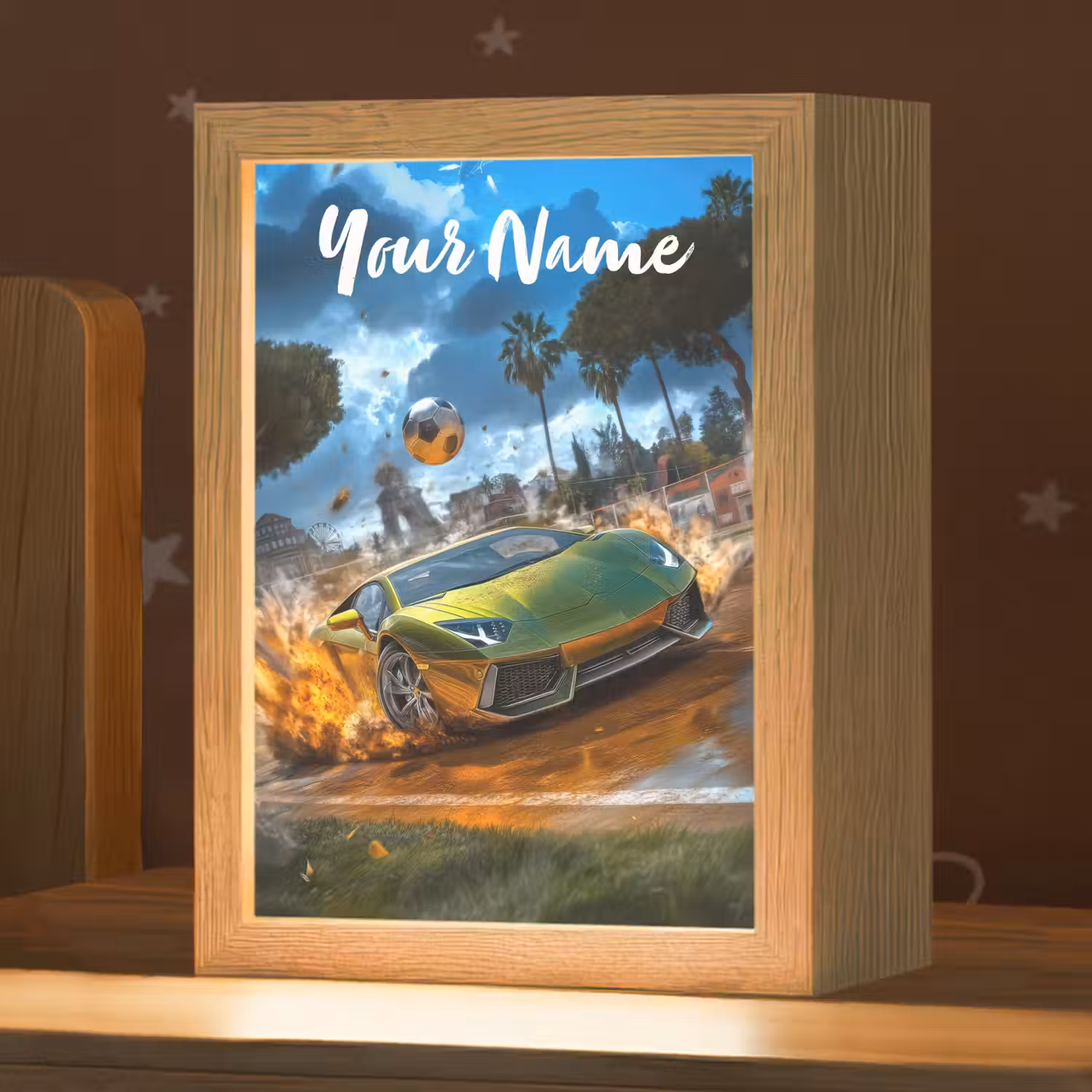 Sportwagen - Groen - Voetbal Light Box met kabel (Kinderlampje) klein -zzz_3d_website