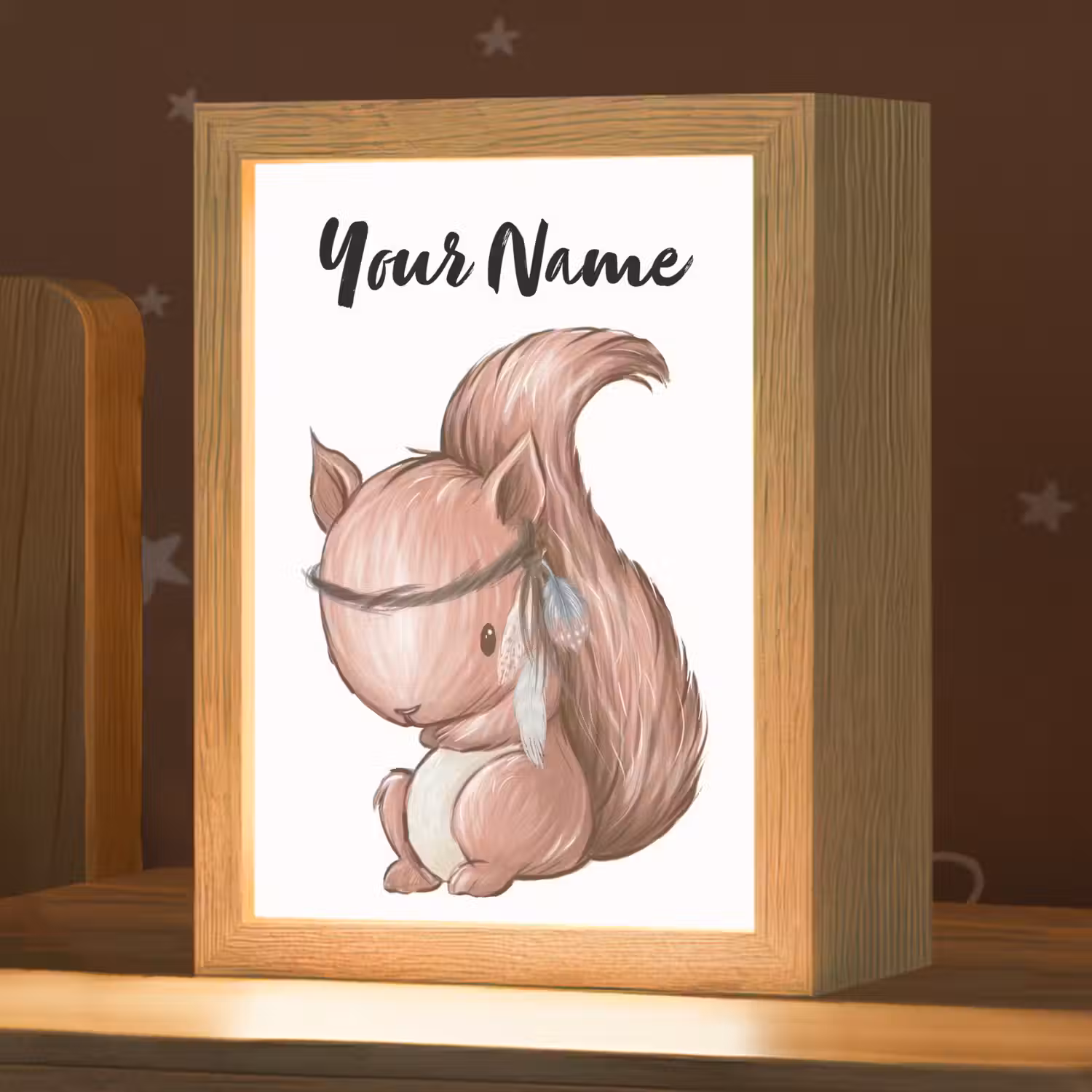 Eekhoorn - Dier - Bosdieren - Bruin Light Box met kabel (Kinderlampje) klein -zzz_3d_website