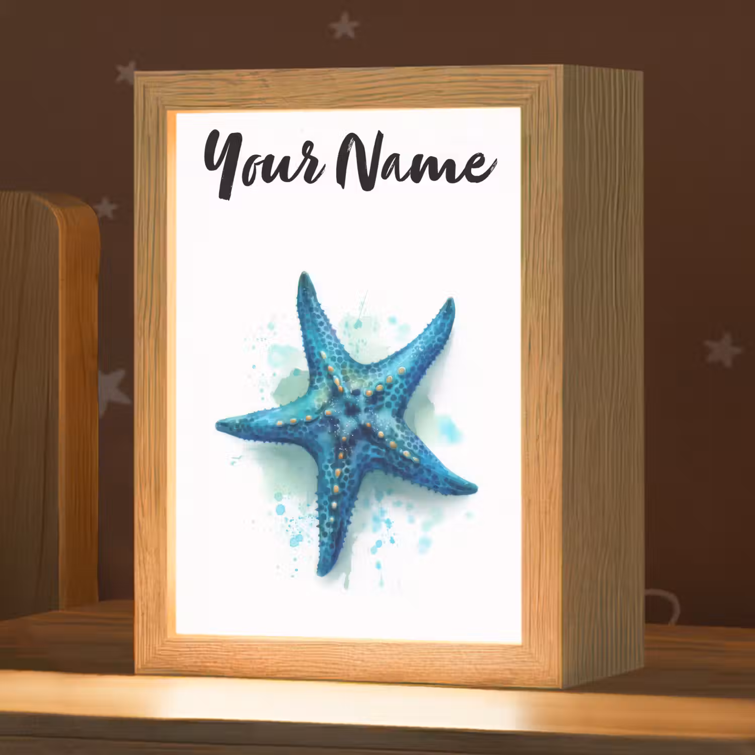 Zeester - Blauw - Spetters Light Box met kabel (Kinderlampje) klein -zzz_3d_website