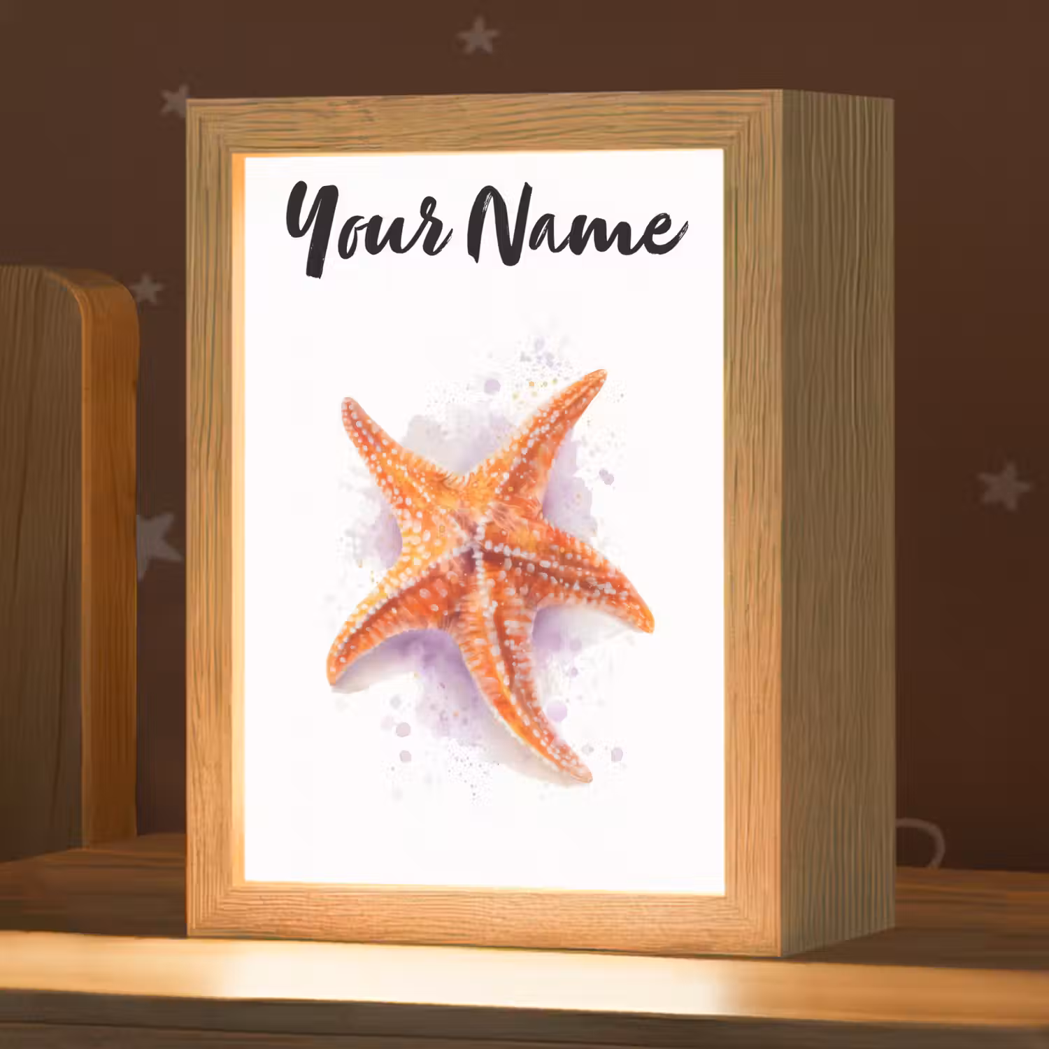 Zeester - Oranje - Paars Light Box met kabel (Kinderlampje) klein -zzz_3d_website