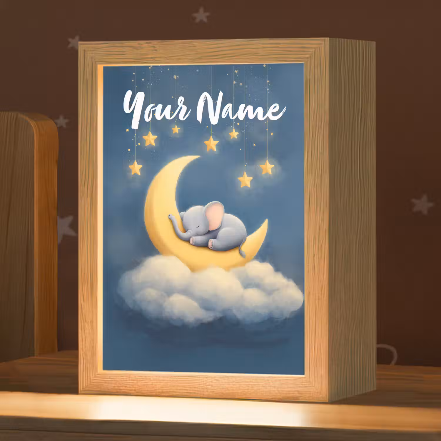 Sterren - Olifant - Maan - Wolken Light Box met kabel (Kinderlampje) klein -zzz_3d_website