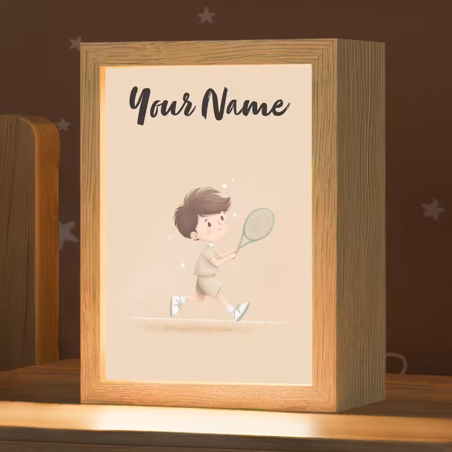 Tennis - Jongen - Sterretjes - Sportkleding Light Box met kabel (Kinderlampje) klein -zzz_3d_website