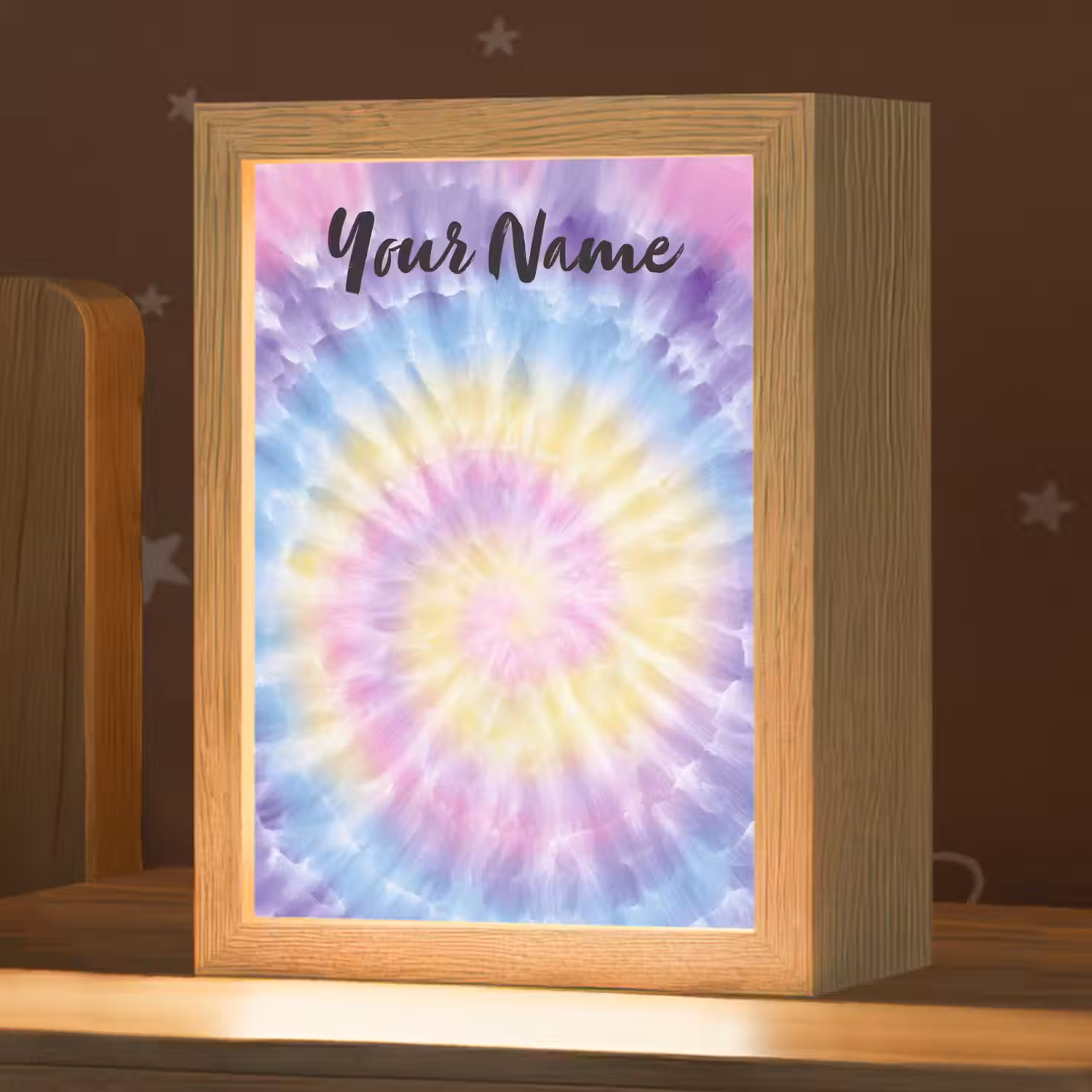 Tie Dye - Klassiek - Pasteltinten Light Box met kabel (Kinderlampje) klein -zzz_3d_website