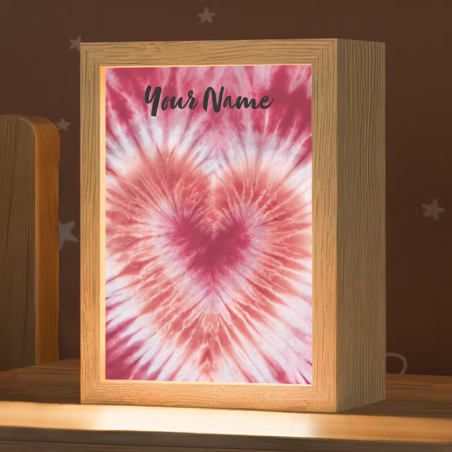 Tie Dye - Hartvorm - Roze Light Box met kabel (Kinderlampje) klein -zzz_3d_website