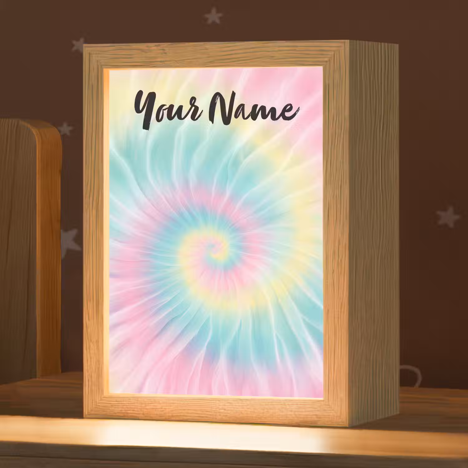 Tie Dye - Pasteltinten - Roze Light Box met kabel (Kinderlampje) klein -zzz_3d_website