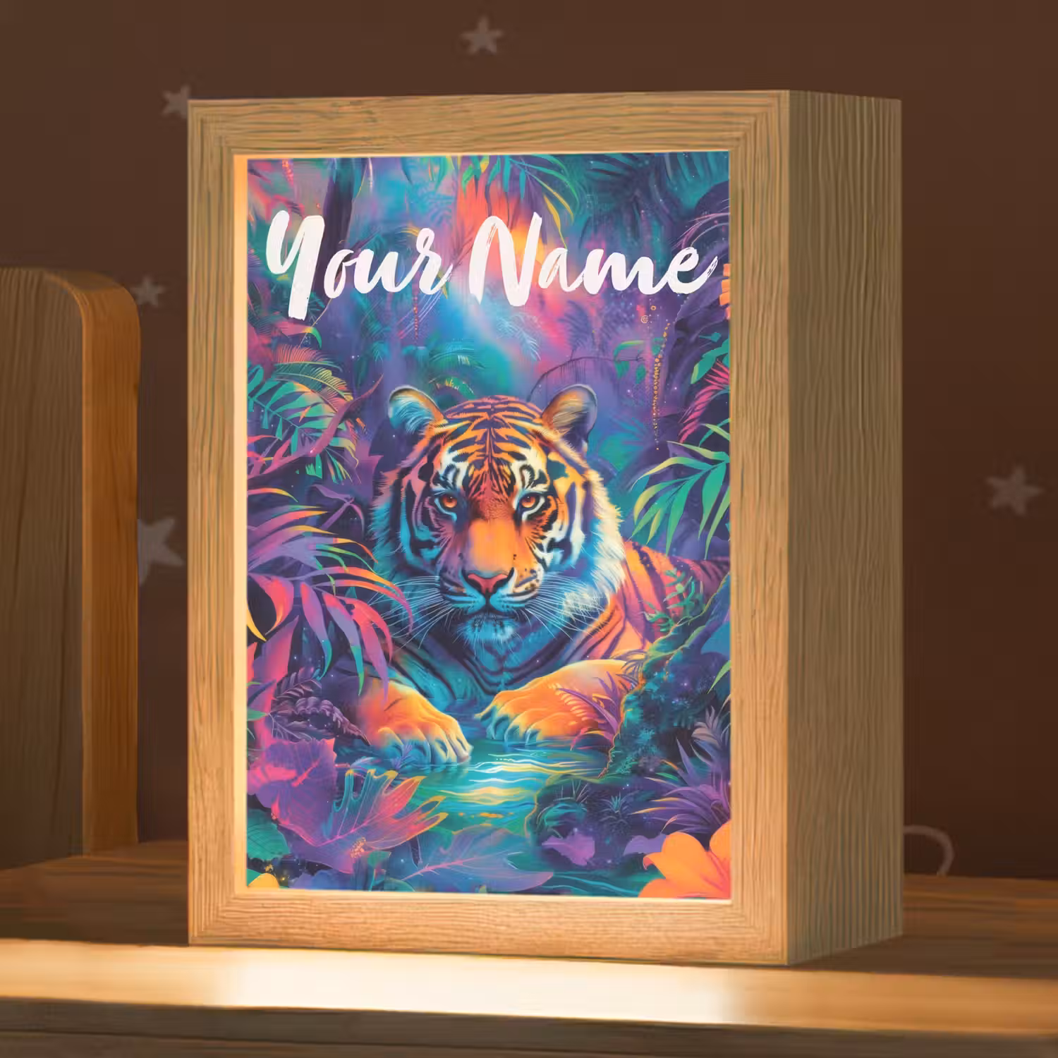 Tijger - Dier - Jungle - Kleurrijk Light Box met kabel (Kinderlampje) klein -zzz_3d_website