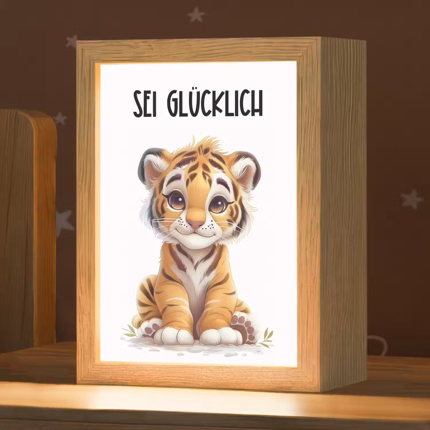 Tijger - Wees gelukkig - Quote - Dier Light Box met kabel klein -zzz_3d_website