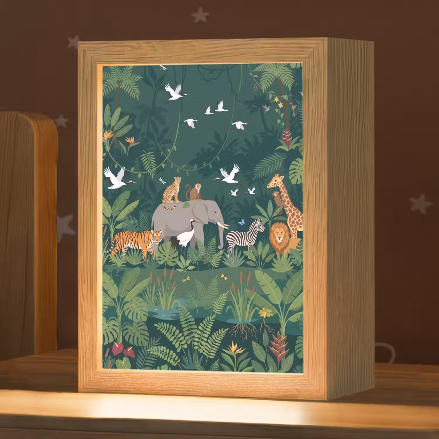 Tropisch - Jungle - Groen Light Box met kabel (Kinderlampje) klein -zzz_3d_website