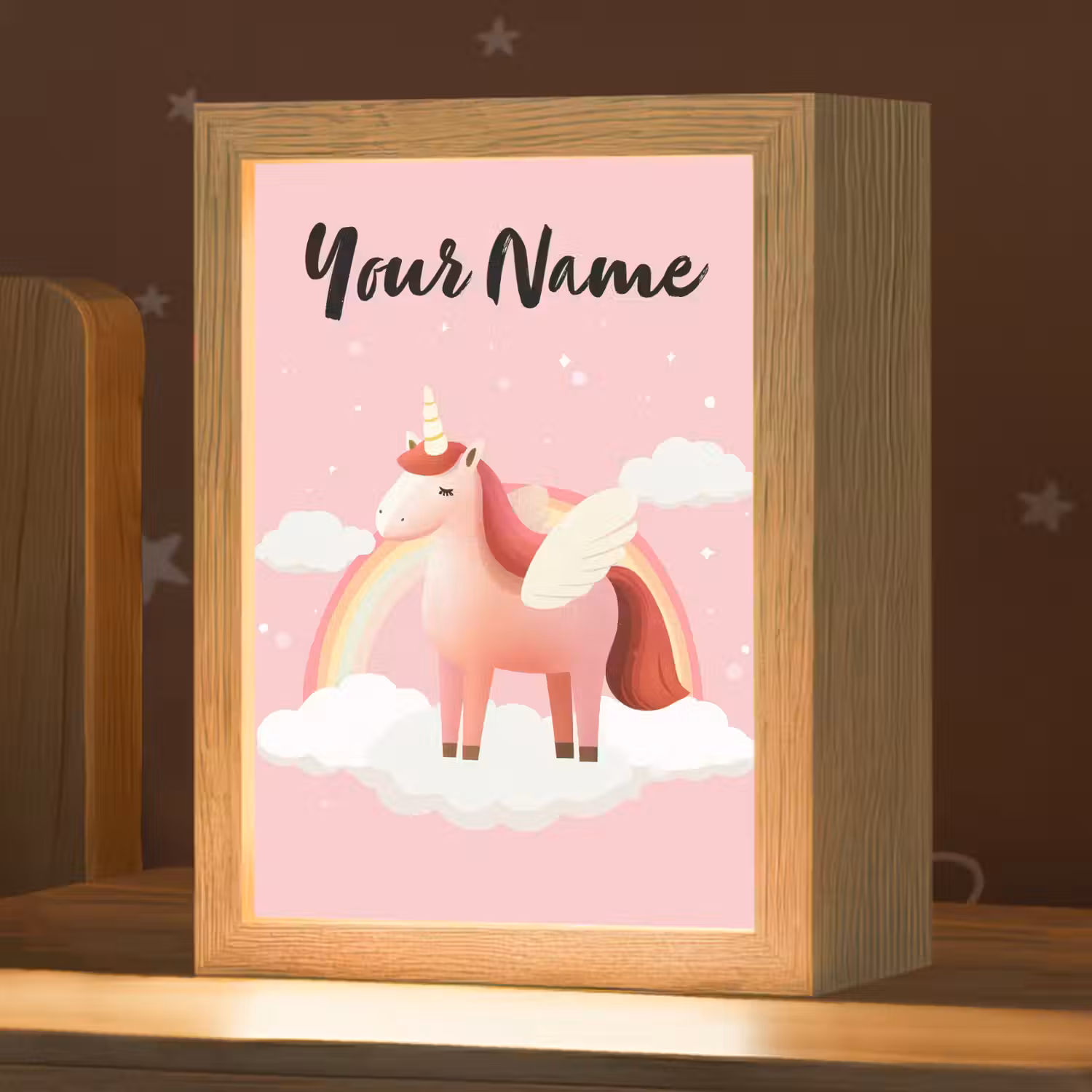 Eenhoorn - Vleugels - Roze - Regenboog Light Box met kabel (Kinderlampje) klein -zzz_3d_website