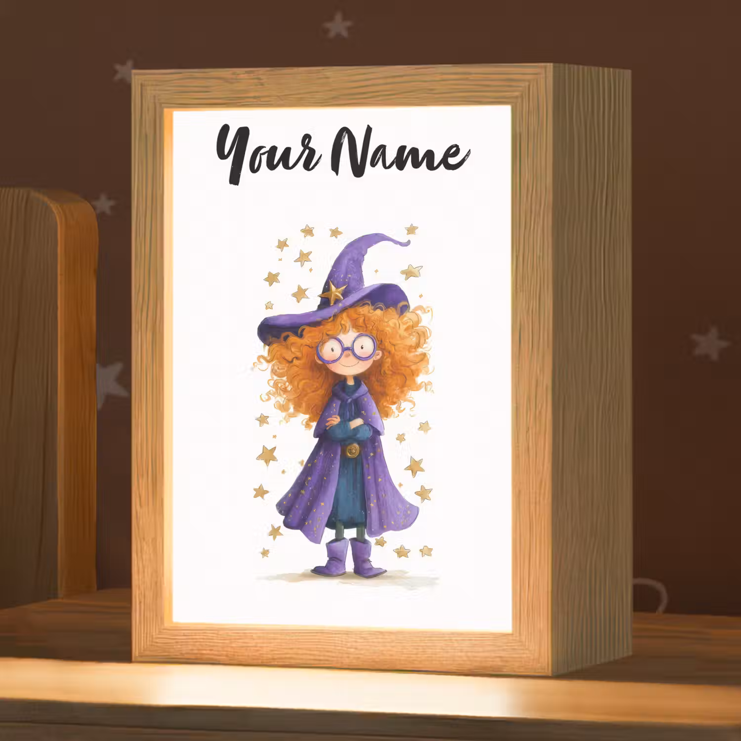 Toverheks - Sterren - Paars Light Box met kabel (Kinderlampje) klein -zzz_3d_website