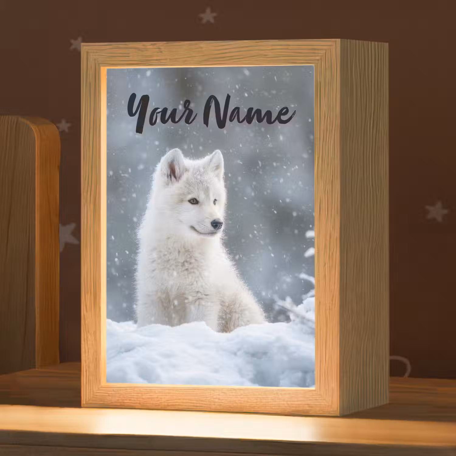 Wolf - Pup - Sneeuw Light Box met kabel (Kinderlampje) klein -zzz_3d_website