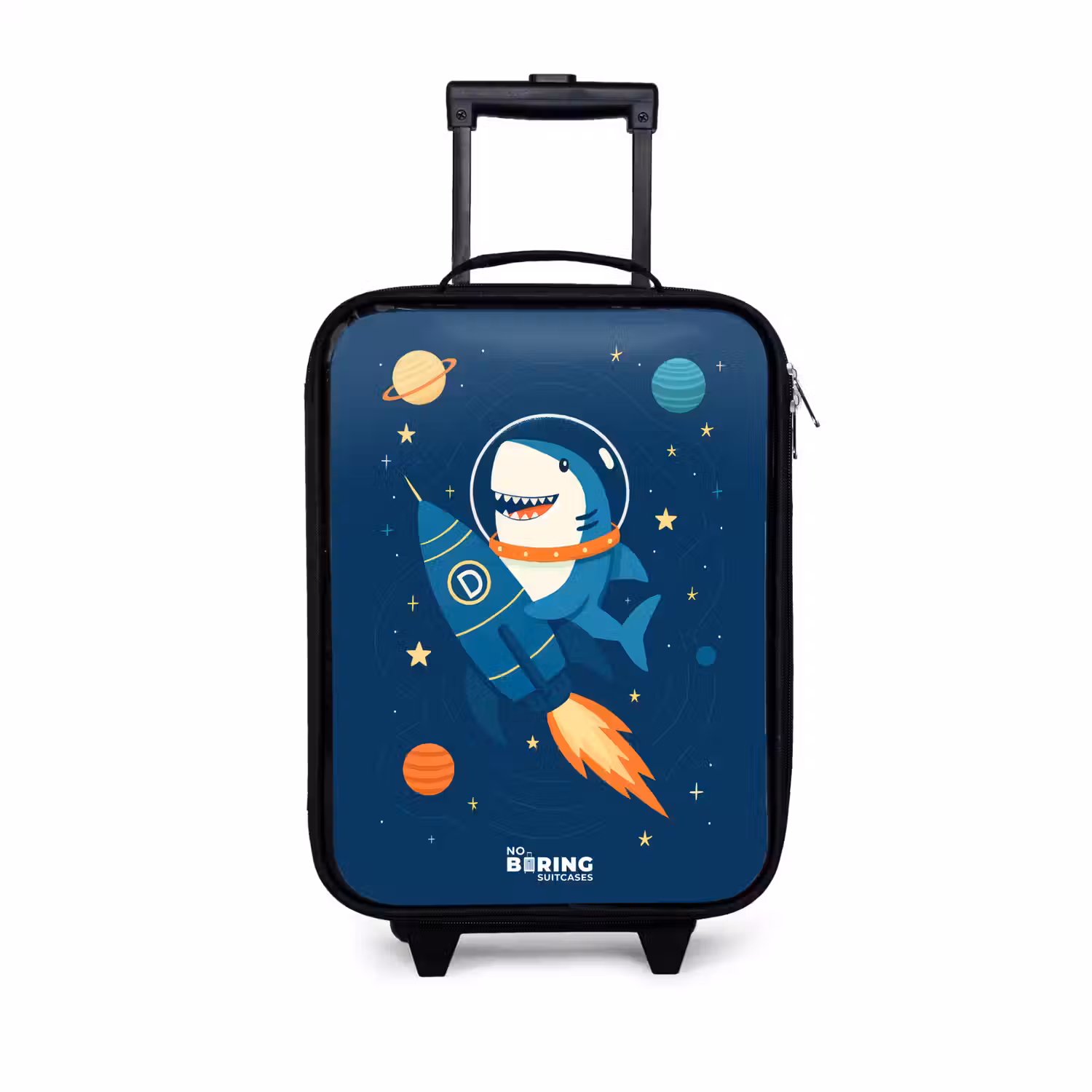 Dier - Ruimte - Planeet - Raket Kinderkoffer - Zwart klein -3d