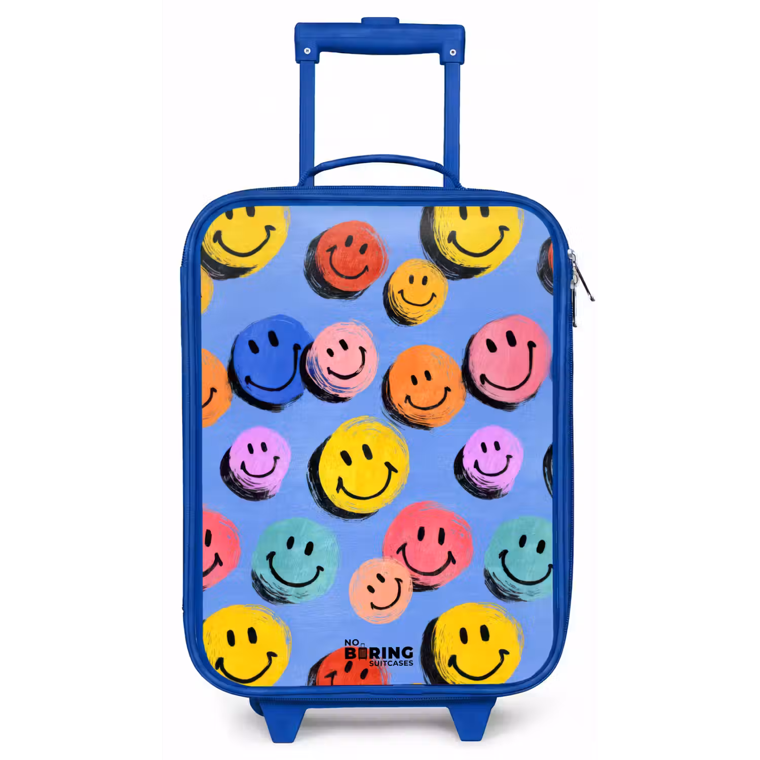 Een speels en kunstzinnig patroon van kleurrijke smileys Kinderkoffer - Blauw klein -zz3dotto