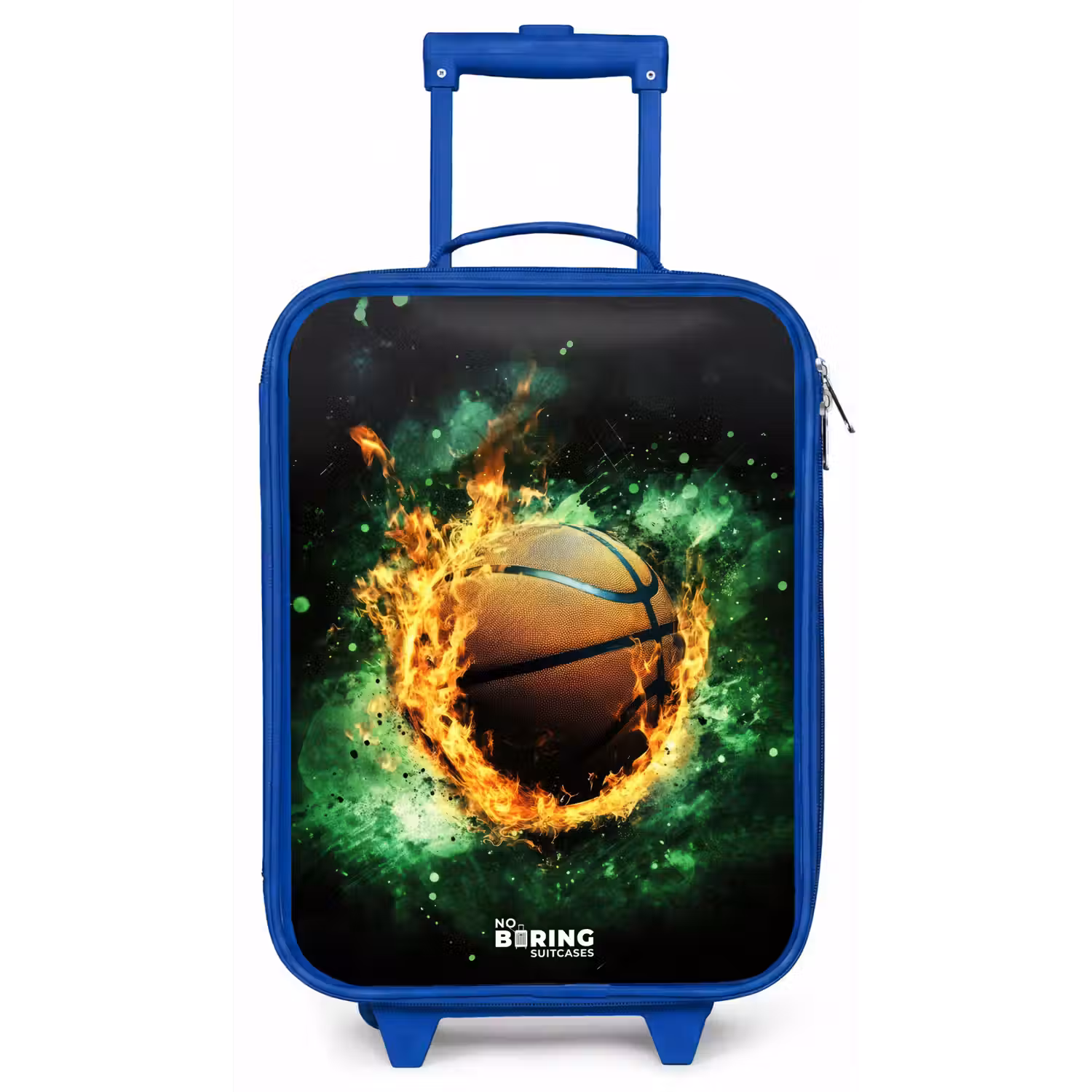 Basketbal in vlammen en explosieve energie Kinderkoffer - Blauw klein -zz3dotto