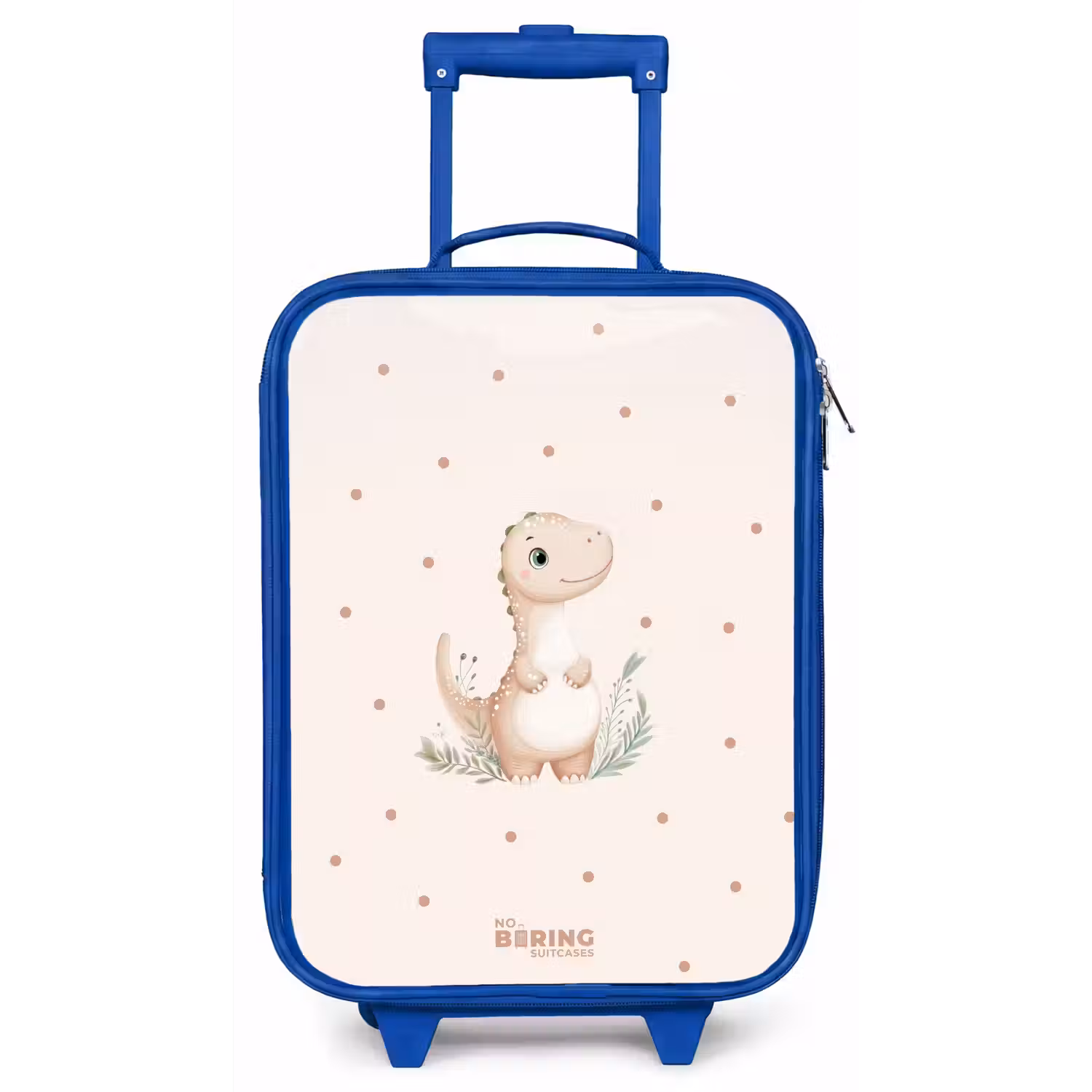 Beige dino op een stippen achtergrond Kinderkoffer - Blauw klein -zz3dotto