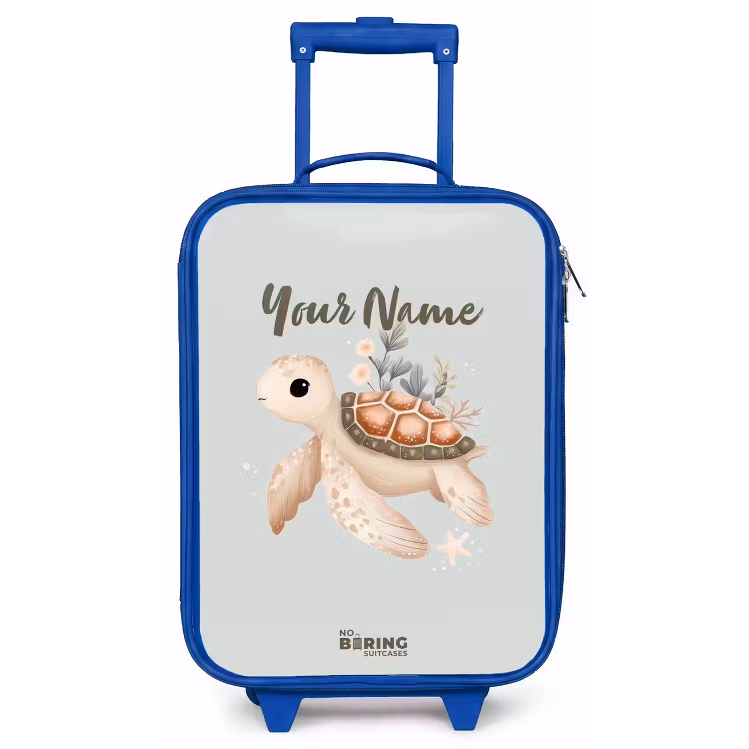 Bruine zeeschildpad in pastel onderwaterwereld Kinderkoffer - Blauw klein -zz3dotto