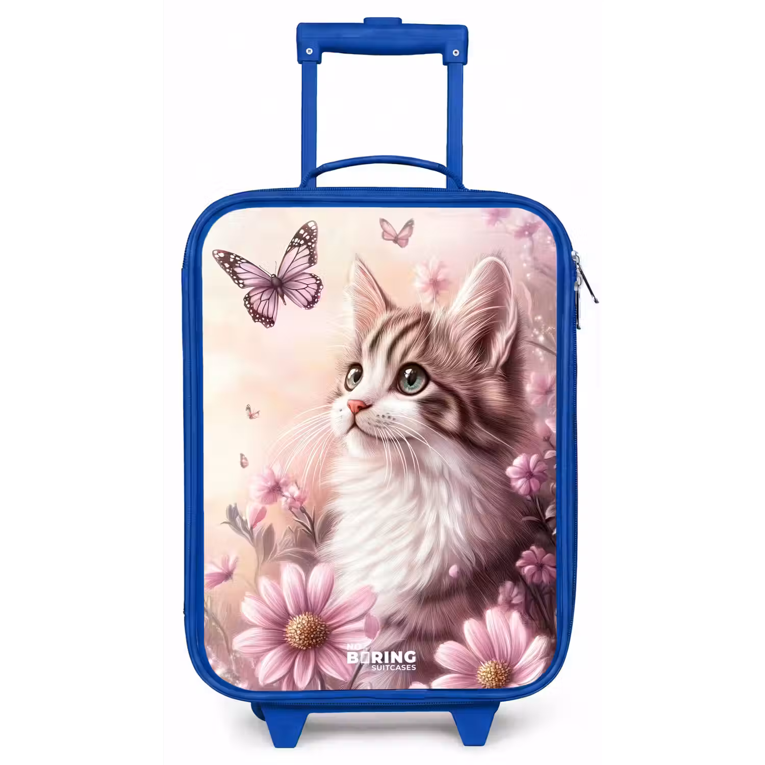 Kat - Paars - Vlinders - Bloemen Kinderkoffer - Blauw klein -zz3dotto