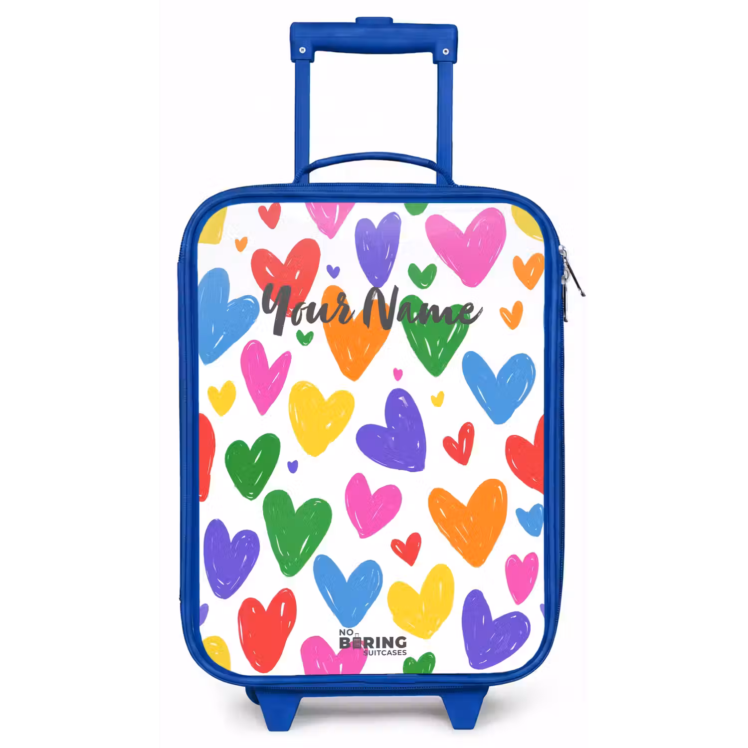 Gekleurde hartjes Kinderkoffer - Blauw klein -zz3dotto