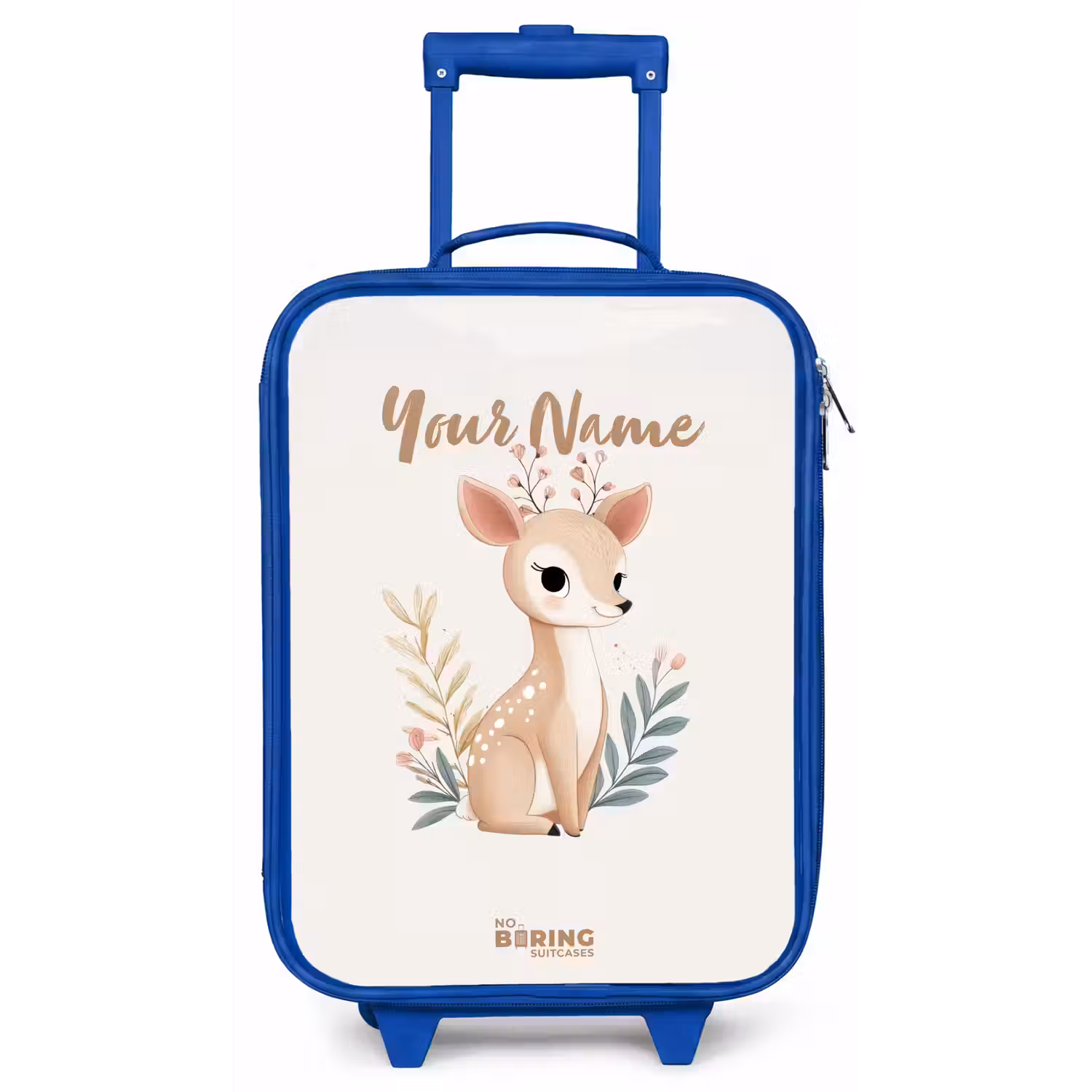 Hertje omringd door planten in beige tinten Kinderkoffer - Blauw klein -zz3dotto