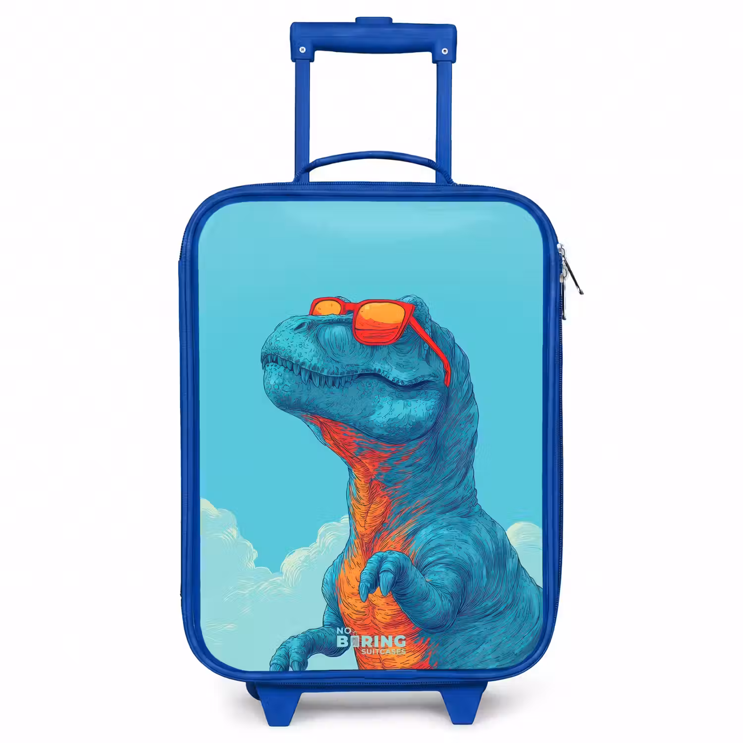 Dino met zonnebril Kinderkoffer - Blauw klein -3d