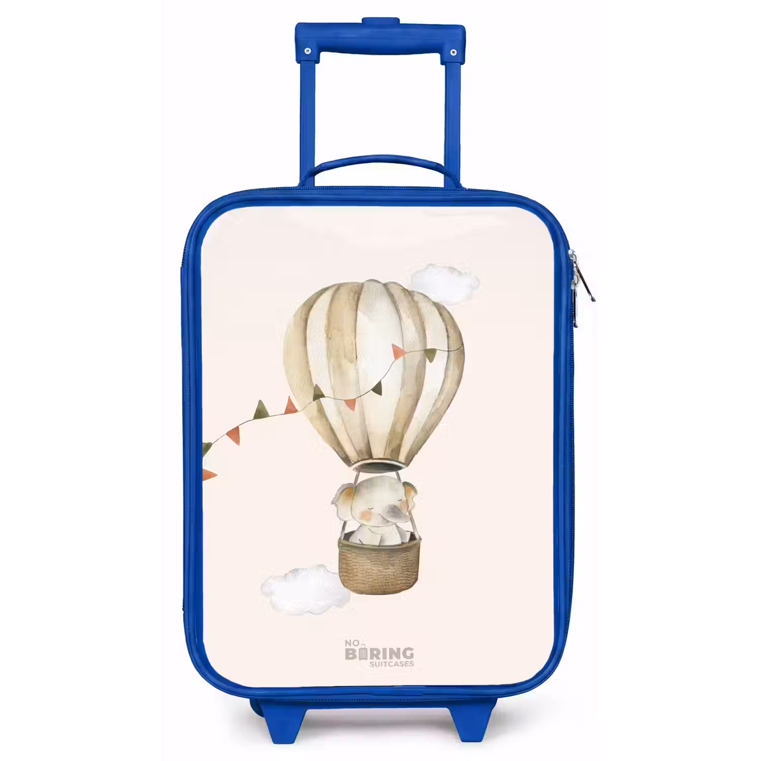 Olifant in een luchtballon Kinderkoffer - Blauw klein -zz3dotto